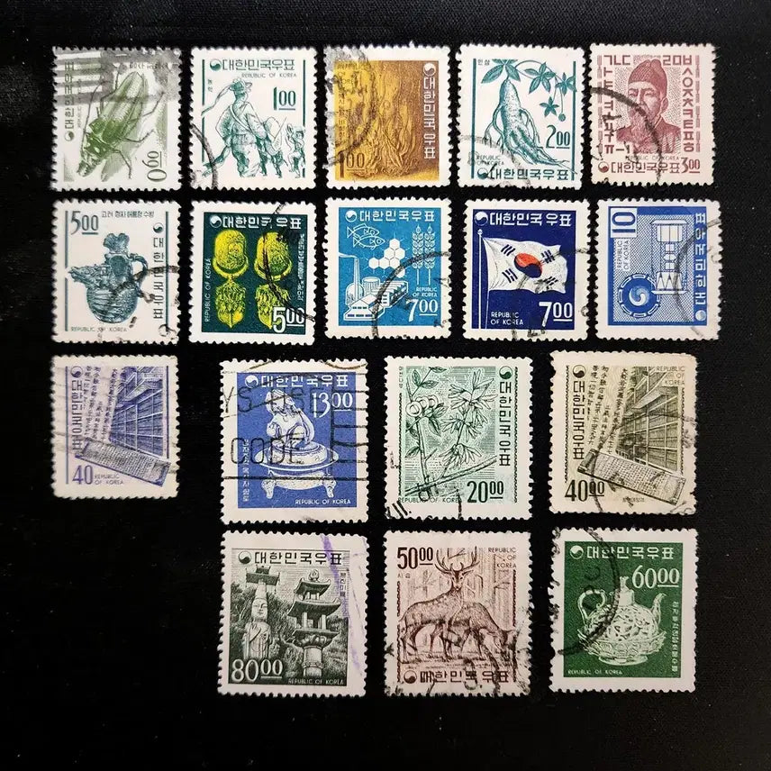[SOLD OUT] 1966-9 2차 국산백지보통 17종 사용제 우표