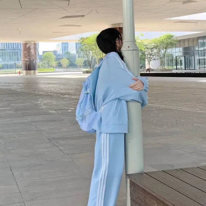 [BUNJANG] Subculture Casual Sweat Suit Set / 지뢰계 서브컬처 스웨트 러블리 캐주얼 트레이닝복 져지+바지 세트(2컬러)