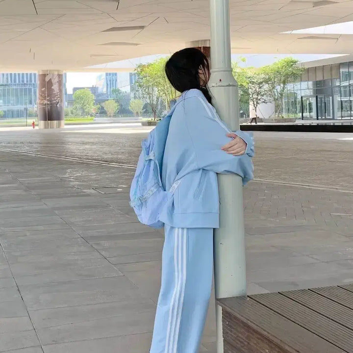 [BUNJANG] Subculture Casual Sweat Suit Set / 지뢰계 서브컬처 스웨트 러블리 캐주얼 트레이닝복 져지+바지 세트(2컬러)