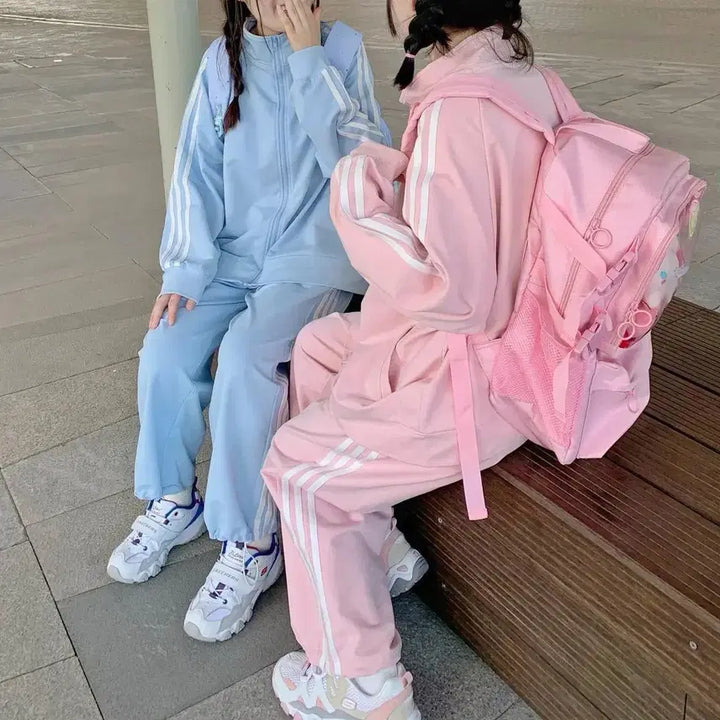 [BUNJANG] Subculture Casual Sweat Suit Set / 지뢰계 서브컬처 스웨트 러블리 캐주얼 트레이닝복 져지+바지 세트(2컬러)
