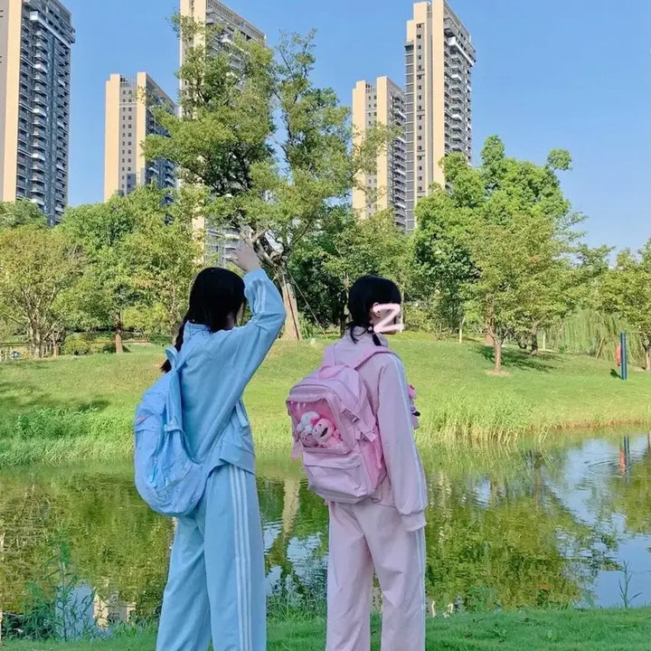 [BUNJANG] Subculture Casual Sweat Suit Set / 지뢰계 서브컬처 스웨트 러블리 캐주얼 트레이닝복 져지+바지 세트(2컬러)