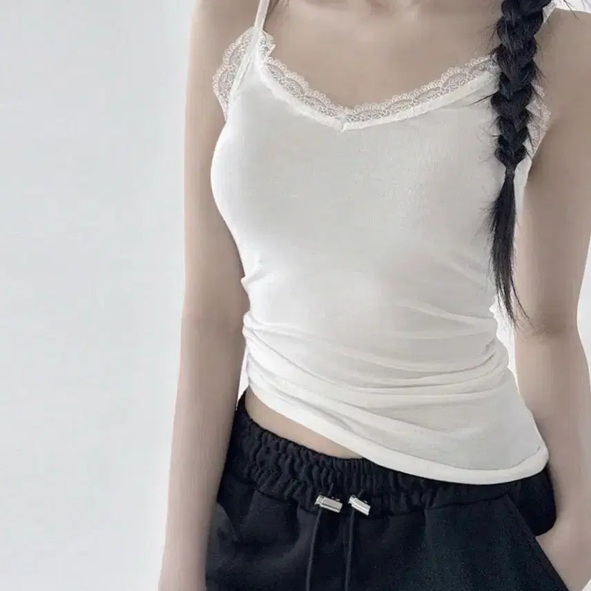 [BUNJANG] Zigzag Basic Lace Camisole Tank Top / 지그재그 기본 레이스 나시 이너 나시티 민소매 끈나시/에이블리무신사쉬인