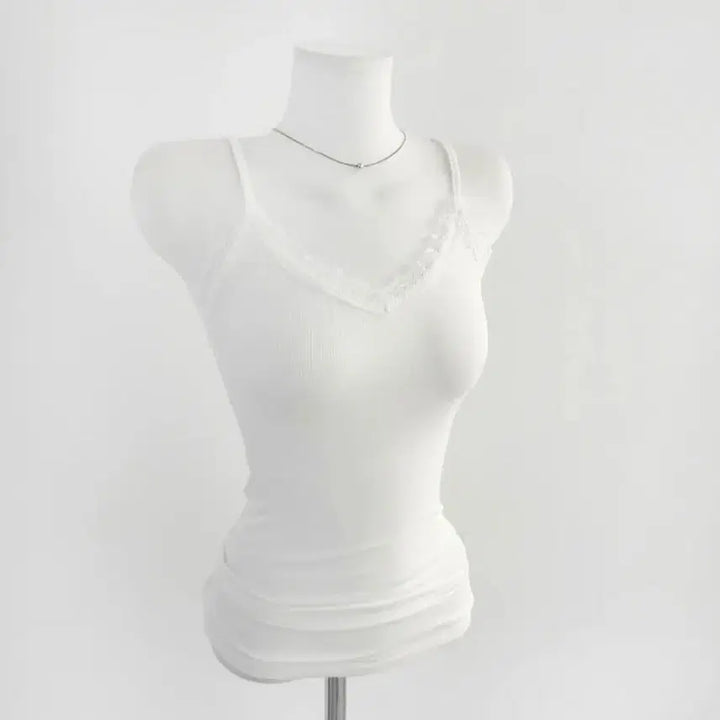 [BUNJANG] Zigzag Basic Lace Camisole Tank Top / 지그재그 기본 레이스 나시 이너 나시티 민소매 끈나시/에이블리무신사쉬인