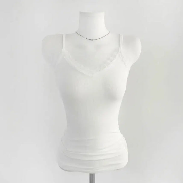 [BUNJANG] Zigzag Basic Lace Camisole Tank Top / 지그재그 기본 레이스 나시 이너 나시티 민소매 끈나시/에이블리무신사쉬인