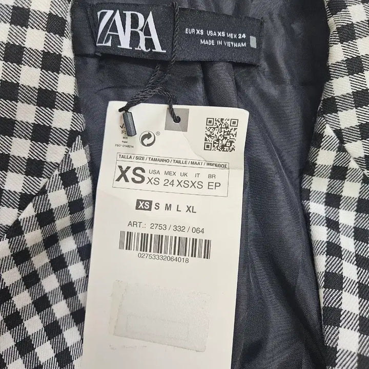 [SOLD OUT] 새상품 자라 ZARA 깅엄 체크 블레이저