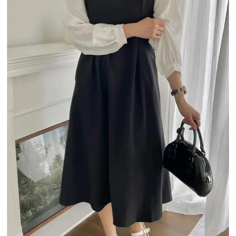 [BUNJANG] MaryLouge V-Neck Sleeveless Black Long Dress / 브이넥 민소매 롱원피스