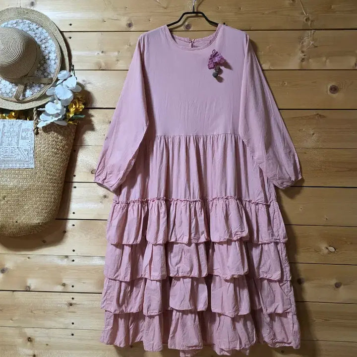 [BUNJANG] Cotton Blend Ruffle Dress / 캉캉면원핏. (코사지 코디용입니다