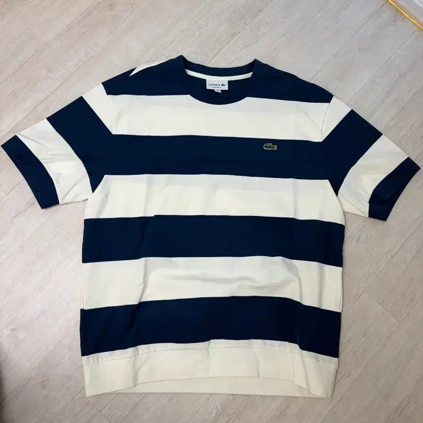 [BUNJANG] Lacoste Striped Short Sleeve T-Shirt Navy / 라코스테 스트라이프 반팔 티셔츠 네이비