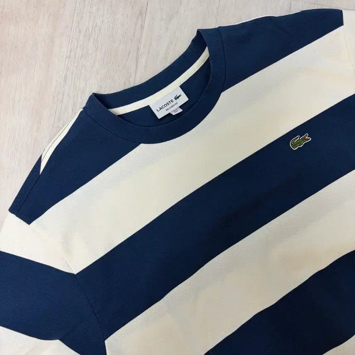[BUNJANG] Lacoste Striped Short Sleeve T-Shirt Navy / 라코스테 스트라이프 반팔 티셔츠 네이비