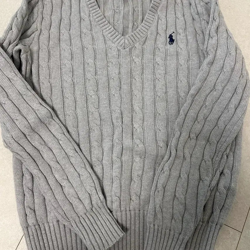 [BUNJANG] Polo Gray Cable Knit Sweater / 폴로 그레이 니트