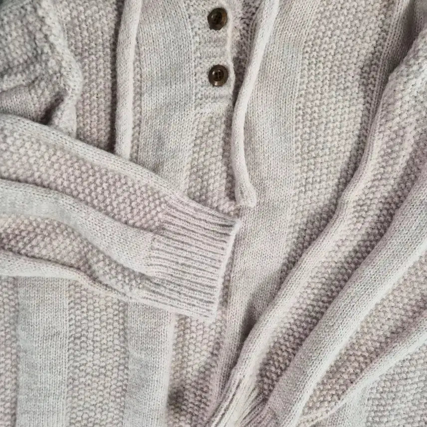 [BUNJANG] Loose Fit Pink Hooded Knit Sweater / 루즈핏 겨울 핑크 후드 니트(한번착용)