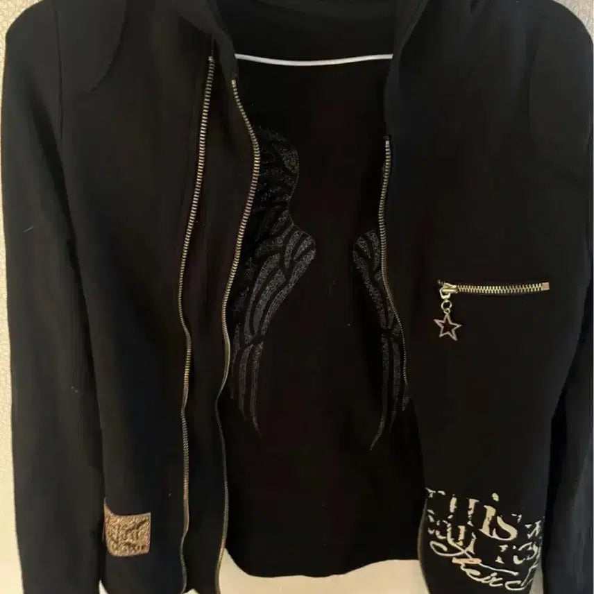[BUNJANG] Vintage Y2K Gal Hooded Zip-up / 펑크 빈티지 y2k 갸루 후드집업