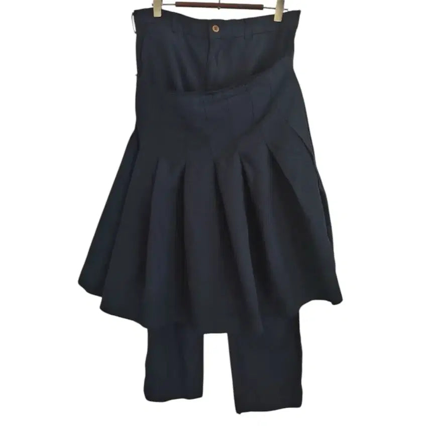 [BUNJANG] Comme des Garcons Pleated Skirt Layered Pants Navy / 꼼데가르송 플리츠 스커트 레이어드 바지 네이비