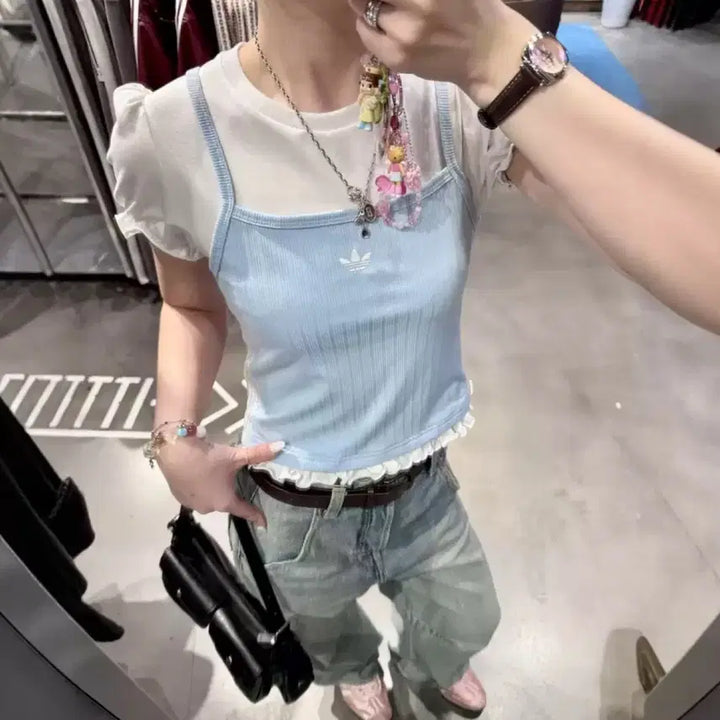 [BUNJANG] Adidas Puff Sleeve Top / 아디다스퍼프티(새상품)