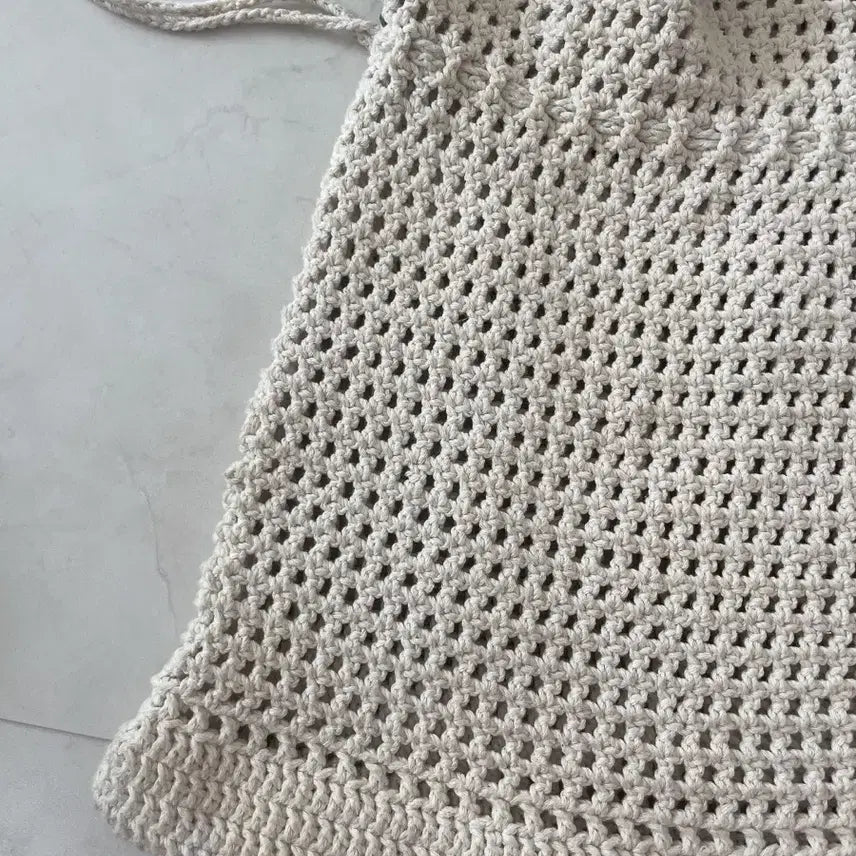[BUNJANG] Handmade Crochet Shoulder Bag - Ivory / 크로셰 아이보리색 뜨개 가방