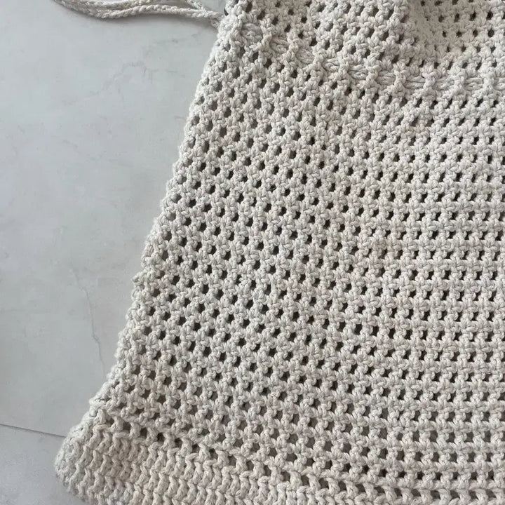 [BUNJANG] Handmade Crochet Shoulder Bag - Ivory / 크로셰 아이보리색 뜨개 가방