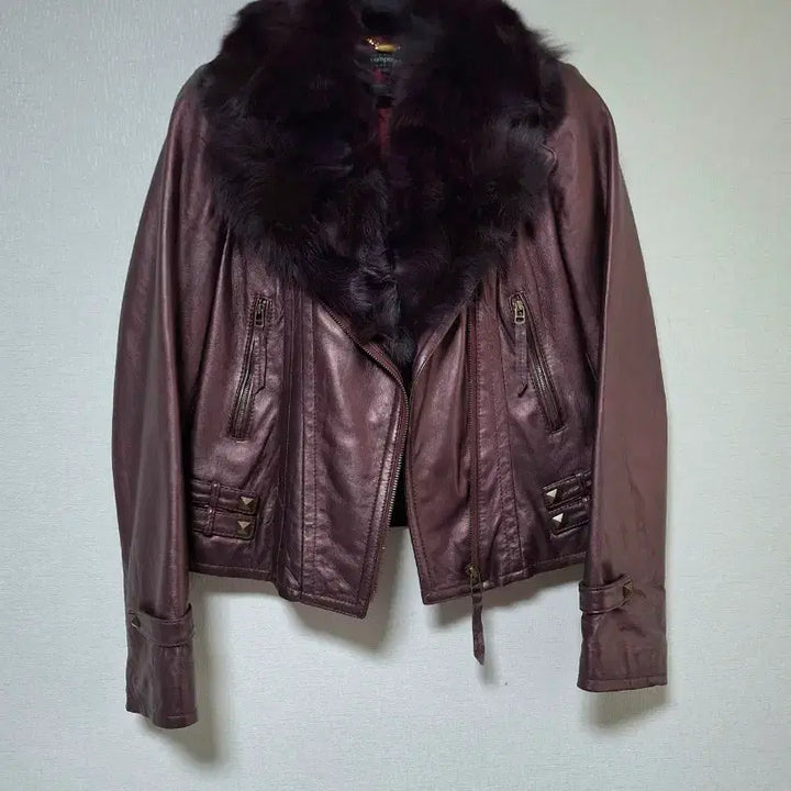[BUNJANG] Compagna Fox Fur &amp; Lambskin Leather Rider Jacket / 거의새제품!꼼빠니아 천연폭스퍼 양가죽 라이더자켓