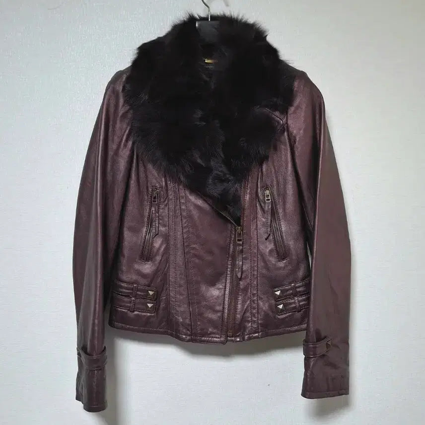 [BUNJANG] Compagna Fox Fur &amp; Lambskin Leather Rider Jacket / 거의새제품!꼼빠니아 천연폭스퍼 양가죽 라이더자켓