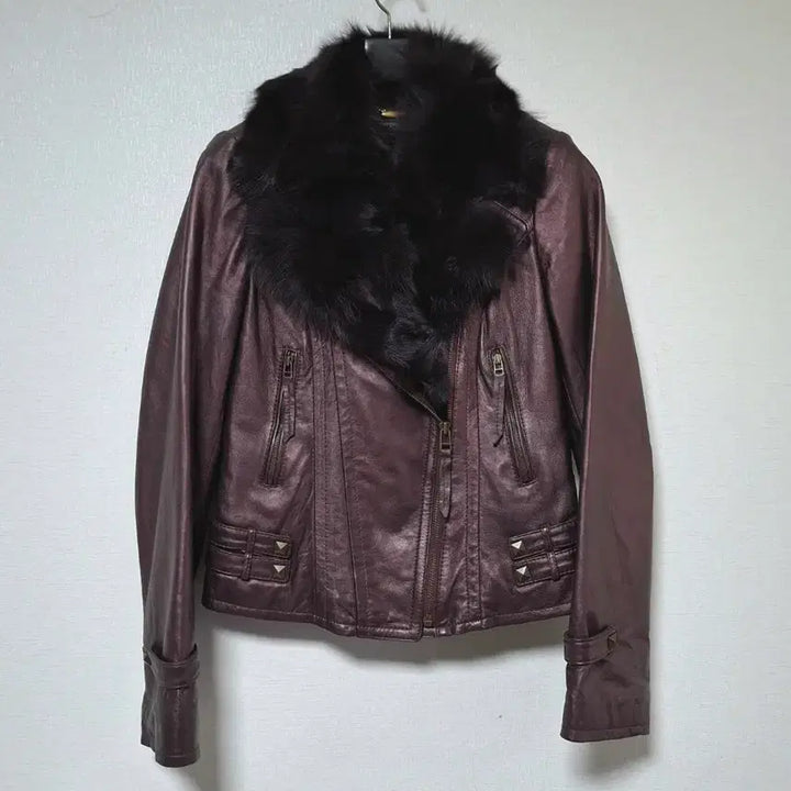 [BUNJANG] Compagna Fox Fur &amp; Lambskin Leather Rider Jacket / 거의새제품!꼼빠니아 천연폭스퍼 양가죽 라이더자켓