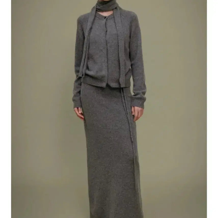 [BUNJANG] Kerr-Ye Marino Wool Blend String Knit Long Skirt / 케리에르 Marino wool blend string knit long