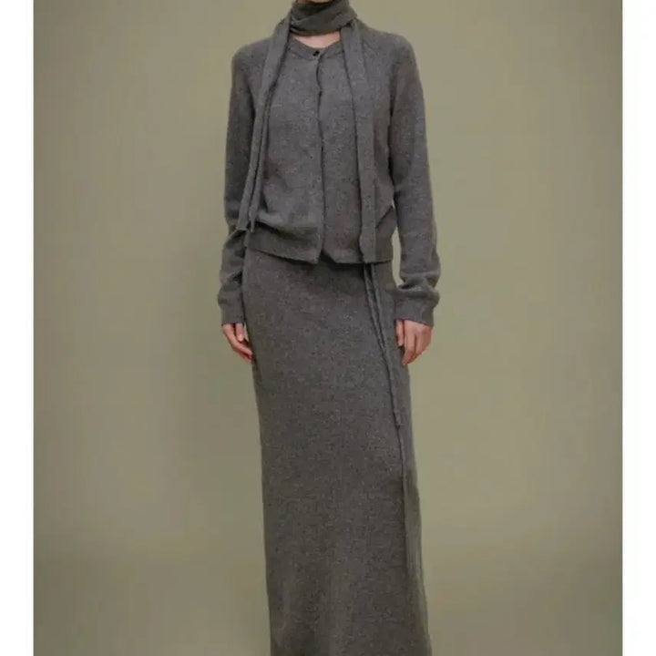 [BUNJANG] Kerr-Ye Marino Wool Blend String Knit Long Skirt / 케리에르 Marino wool blend string knit long