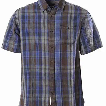 [SOLD OUT] 버커루 워싱 린넨 체크 반팔 셔츠 네이비 XL