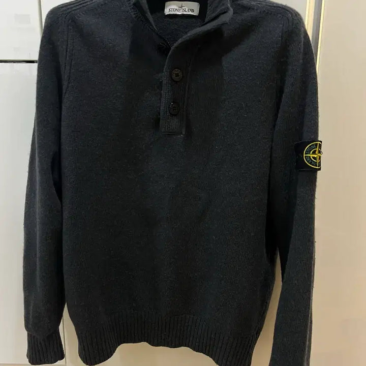[BUNJANG] Stone Island Charcoal Half-Zip Knit L / 스톤아일랜드 차콜 반집업니트 L