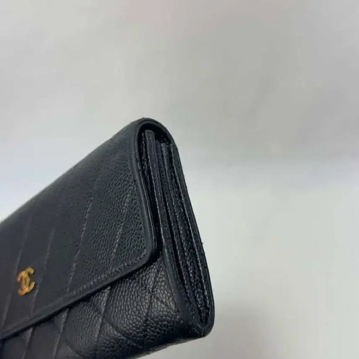 [BUNJANG] Chanel Caviar Gold Trim Long Wallet / 샤넬 캐비어 금장 장지갑