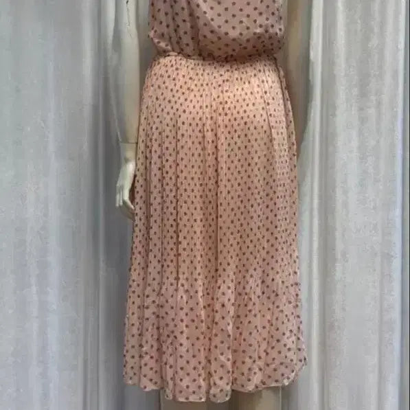 [BUNJANG] Pink Pleated Midi Dress / 땡땡이 핑크 플리츠 원피스