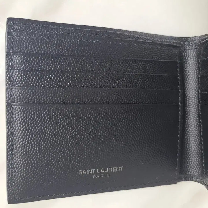 [SOLD OUT] 생로랑 YSL 로고 모노그램 캐비어 흑장 남성 반지갑