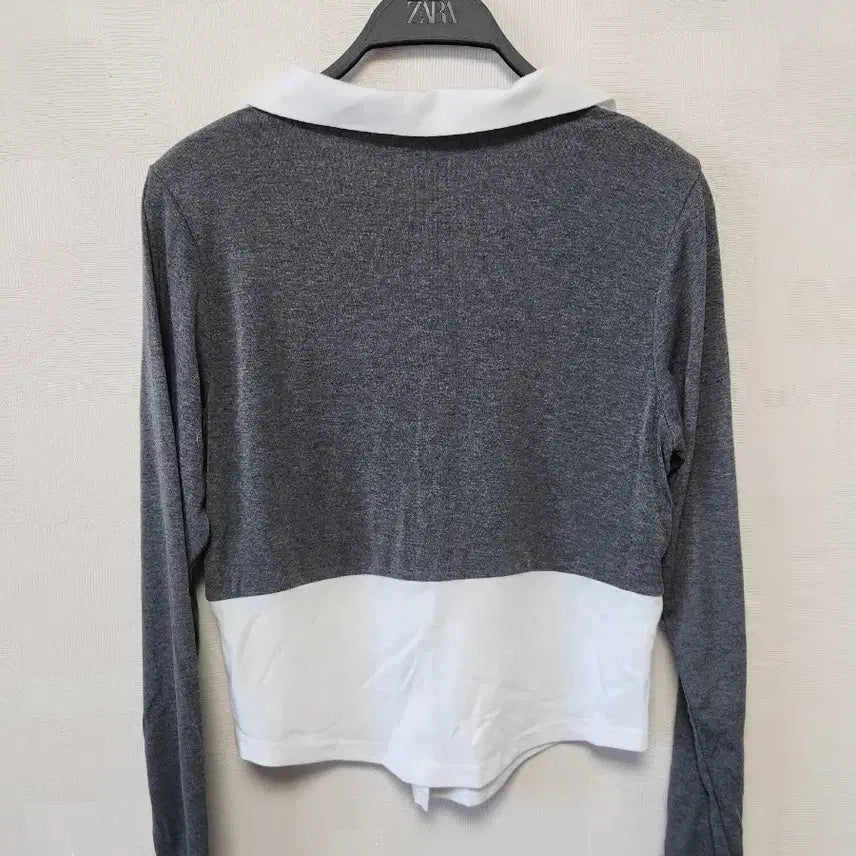 [BUNJANG] Bluepop Cardigan Layered Collar Top T-Shirt / 블루팝스 가디건 레이어드 카라 탑 티셔츠 하이틴