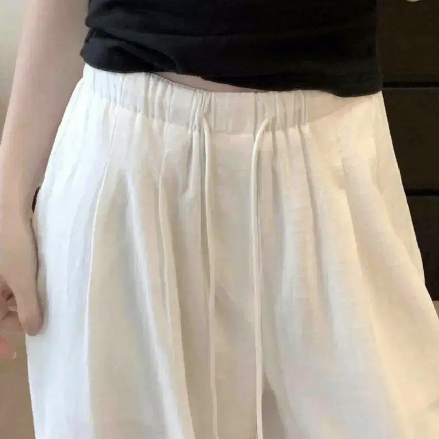[BUNJANG] White Wide Leg Pants / 화이트 와이드 팬츠.새상품
