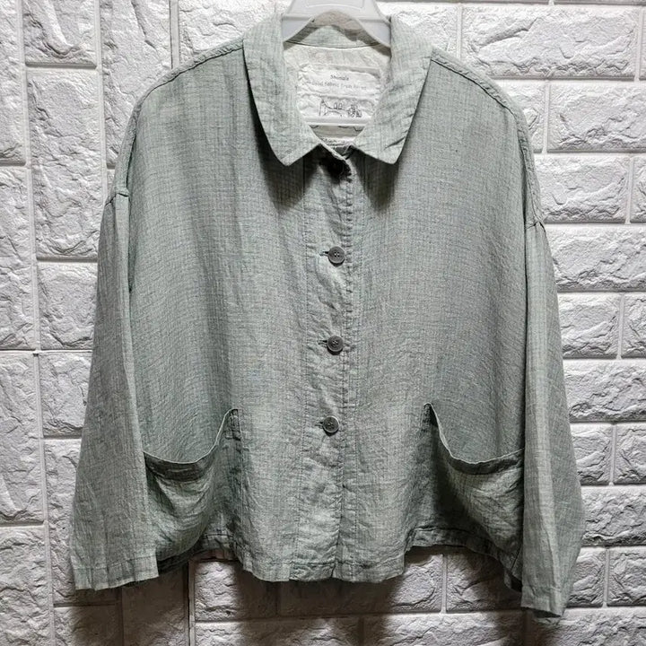 [BUNJANG] Shamale Green Linen 100% Check Jacket / Shamale 그린 린넨100 잔체크자켓