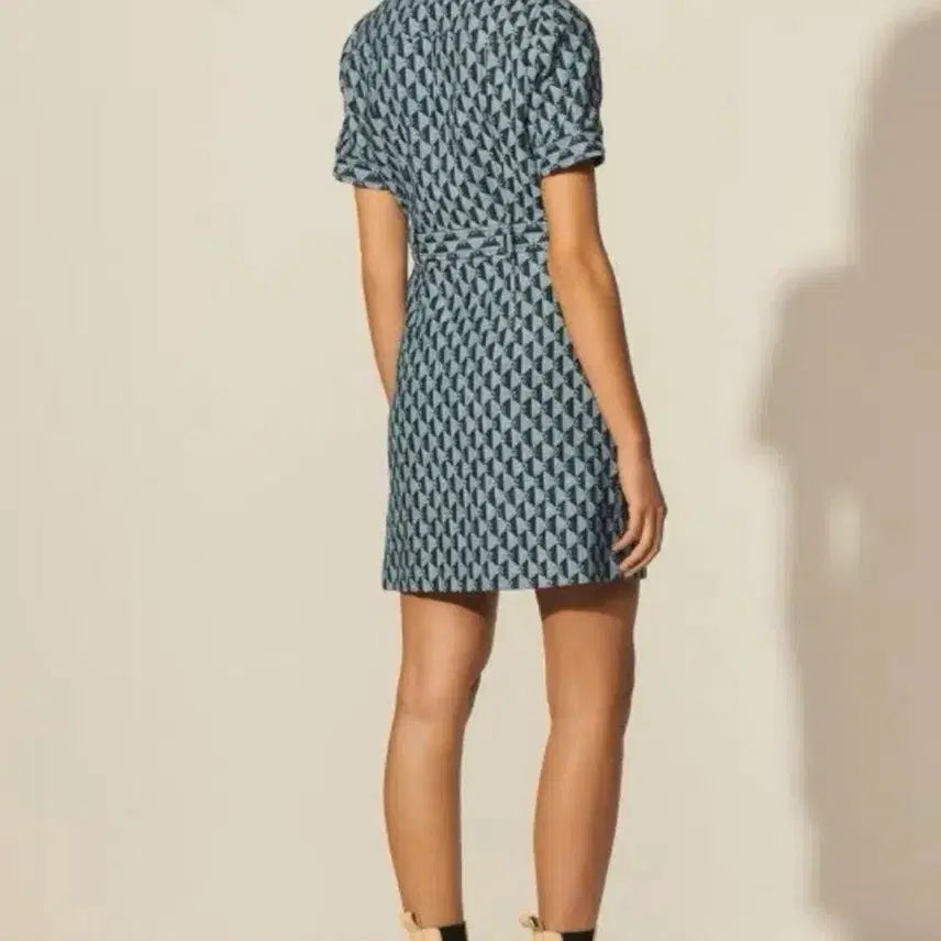 [BUNJANG] Sandro Monogram Blue Dress / 산드로 블루 모노그램 드레스