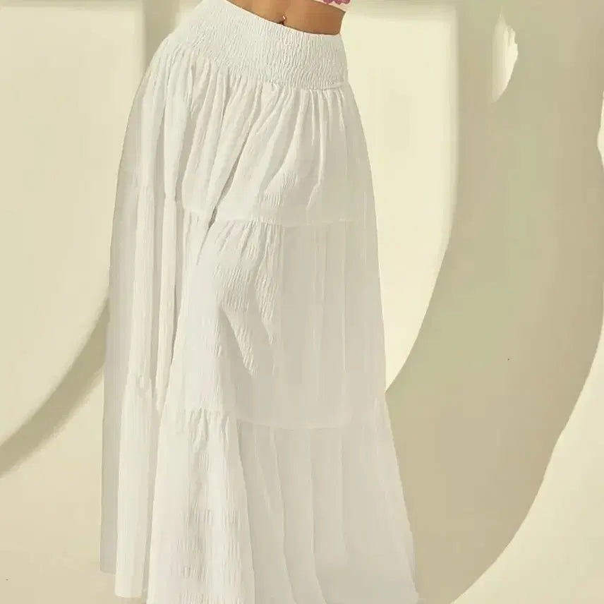 [BUNJANG] Ruffle Maxi Skirt Sky Blue / 캉캉 롱 스커트 하늘색.새상품.