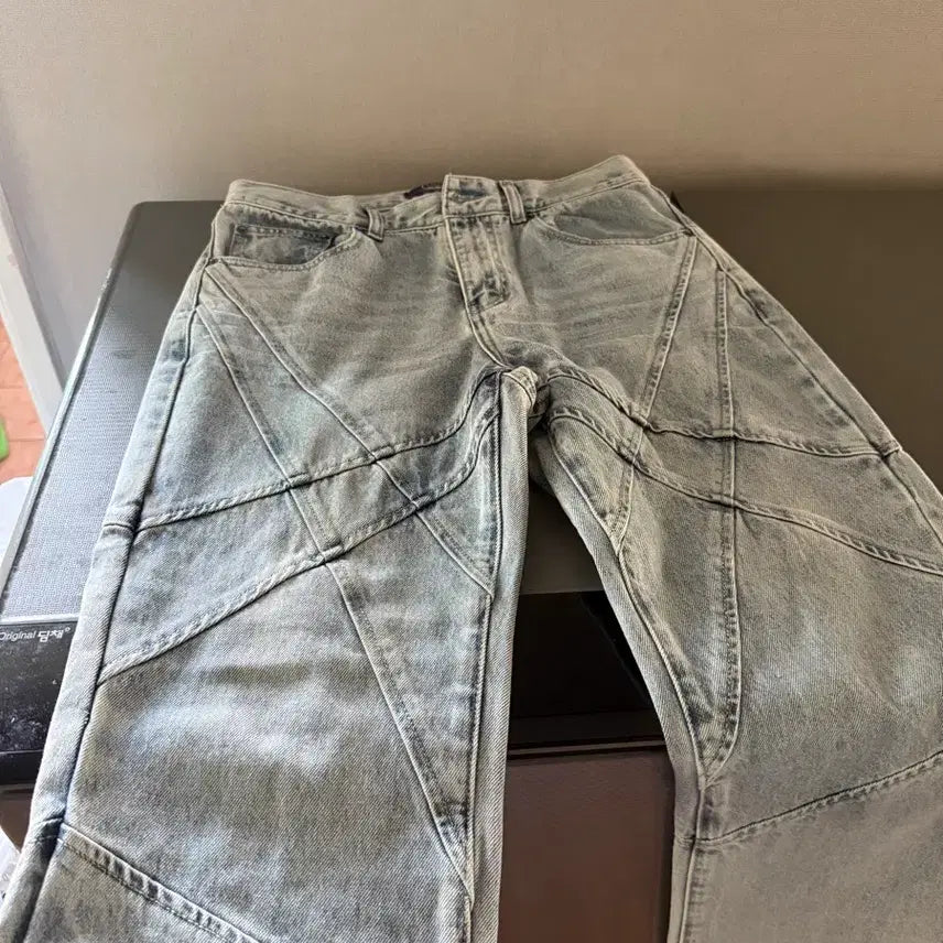 [BUNJANG] Beslow Purple Washed Cross Line Denim Jeans 30 / 비슬로우퍼플 워시드 크로스라인 데님 30