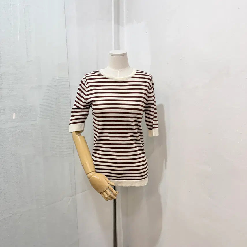 [BUNJANG] Bowen Striped Knit Top / Bowen 보웬 스트라이프 줄무늬반팔니트 3597