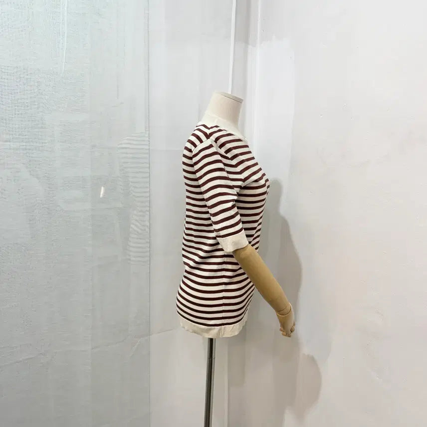 [BUNJANG] Bowen Striped Knit Top / Bowen 보웬 스트라이프 줄무늬반팔니트 3597