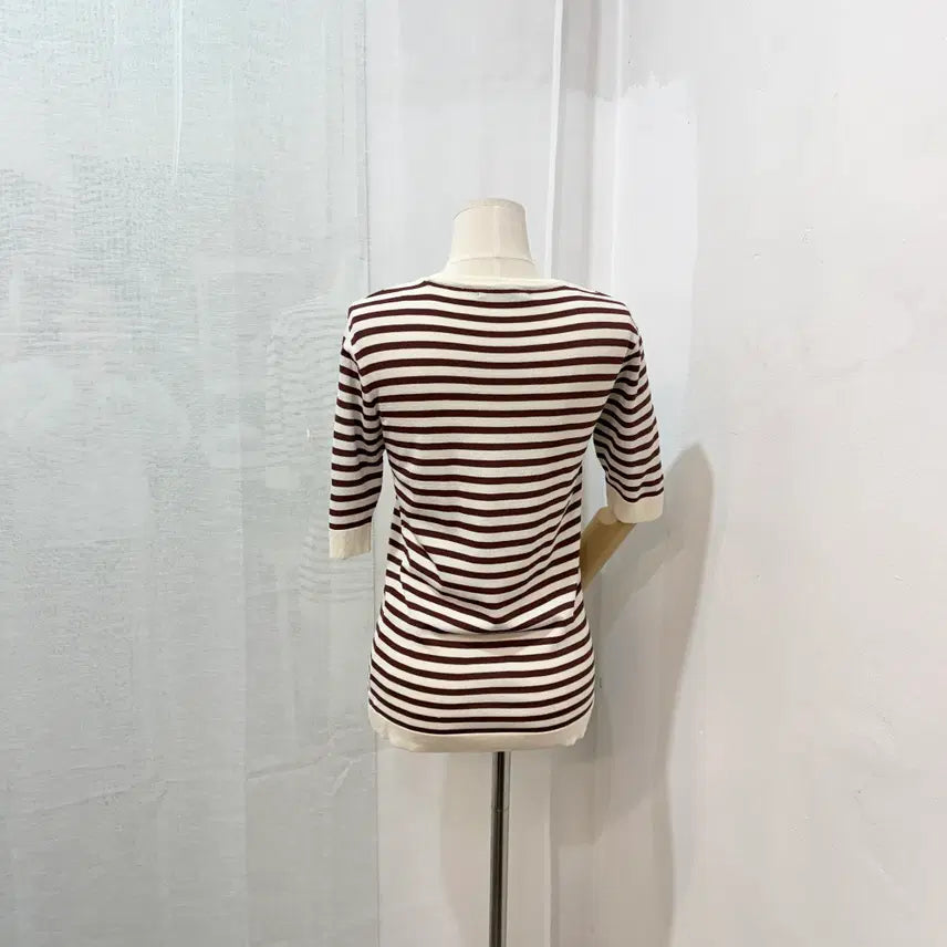 [BUNJANG] Bowen Striped Knit Top / Bowen 보웬 스트라이프 줄무늬반팔니트 3597