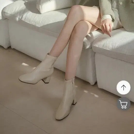 [BUNJANG] SOVO Ivory Spandex Ankle Boots 240 / (미사용 새제품) SOVO 아이보리 스판 앵클부츠 240