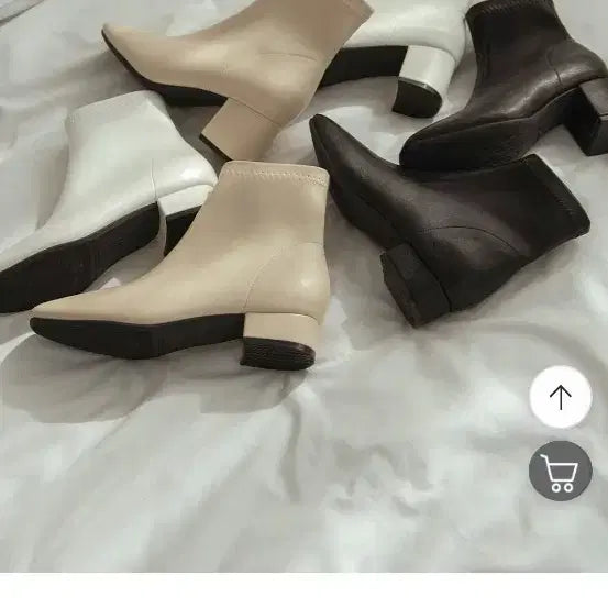 [BUNJANG] SOVO Ivory Spandex Ankle Boots 240 / (미사용 새제품) SOVO 아이보리 스판 앵클부츠 240