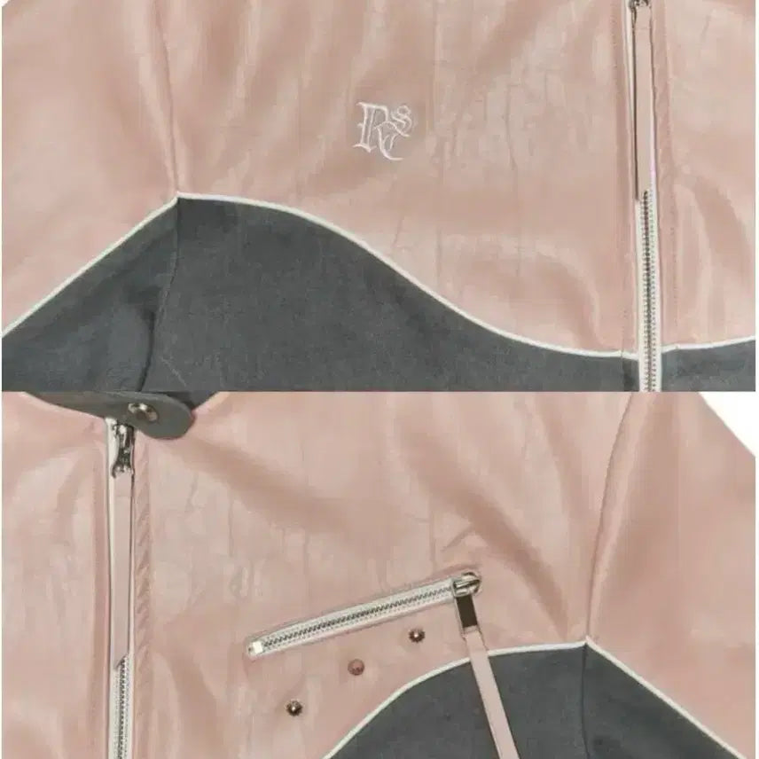 [SOLD OUT] RSSC 레더 데님 바이커자켓 핑크그레이 0사이즈