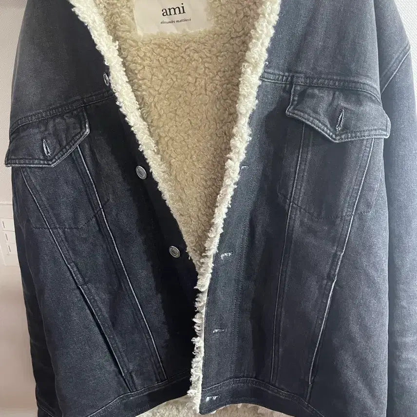 [BUNJANG] AMI Fleece Lined Denim Jacket / AMI 양털 안감 데님 자켓