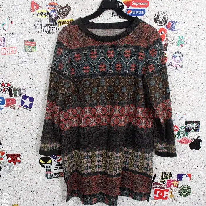 [BUNJANG] Boas Pattern Spandex Long Blouse BR / 여성L / 보아스 패턴 스판 롱블라우스BR 33-19