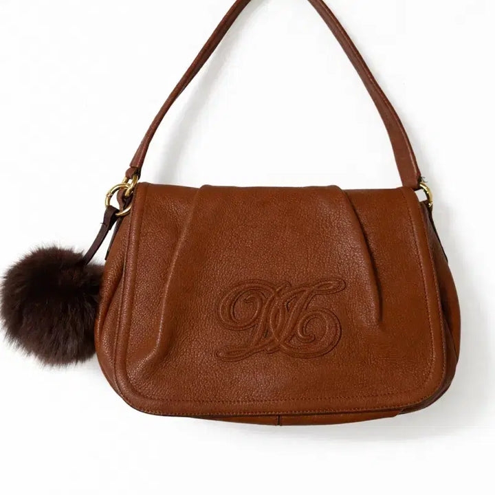 [SOLD OUT] 정품 닥스 DAKS 브라운 엠보 레더 모노그램 숄더백 퍼참