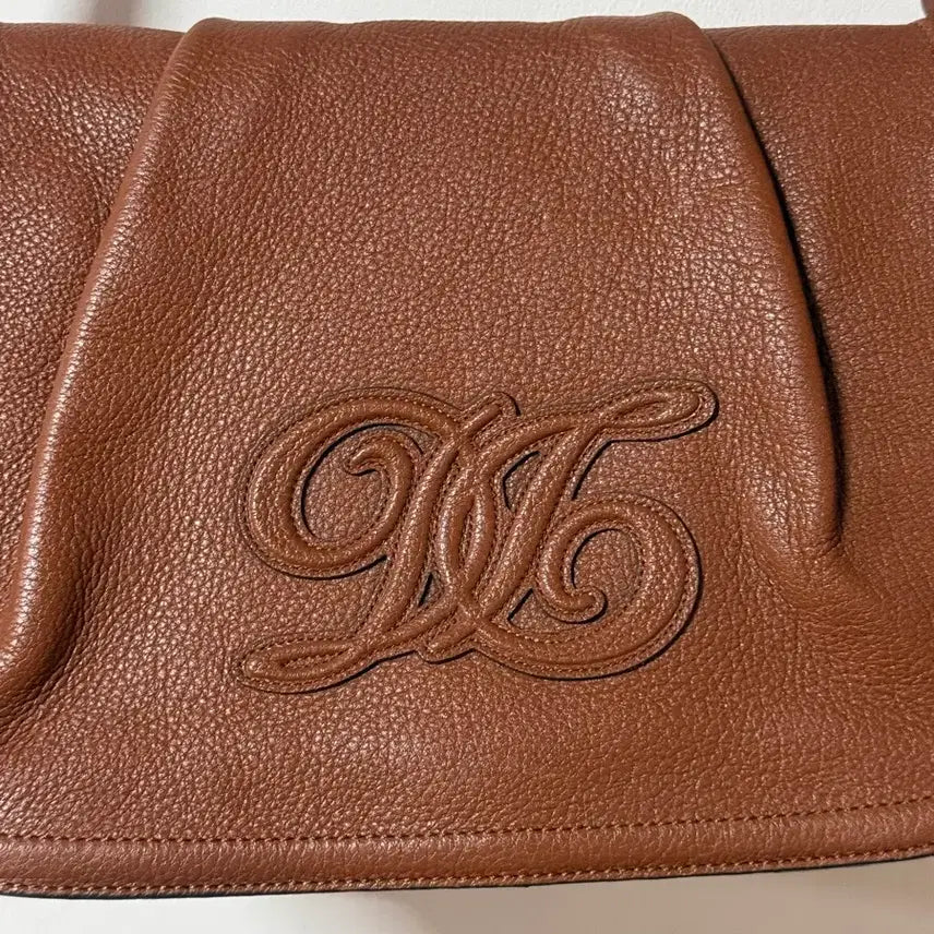 [SOLD OUT] 정품 닥스 DAKS 브라운 엠보 레더 모노그램 숄더백 퍼참