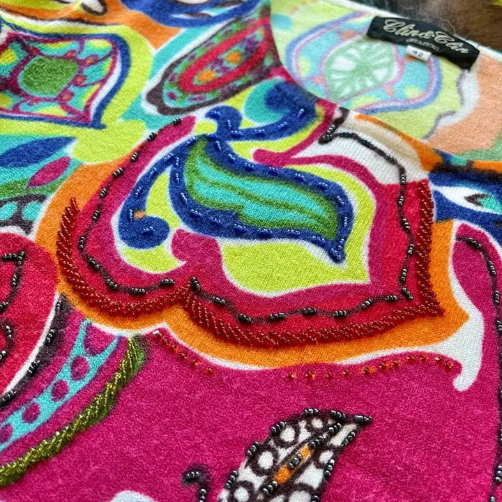 [BUNJANG] Vintage Japanese Tropical Pattern Long Sleeve Top / 1980s-90s JPN 일본 빈티지 트로피칼 니트 롱슬리브 긴팔 티셔츠