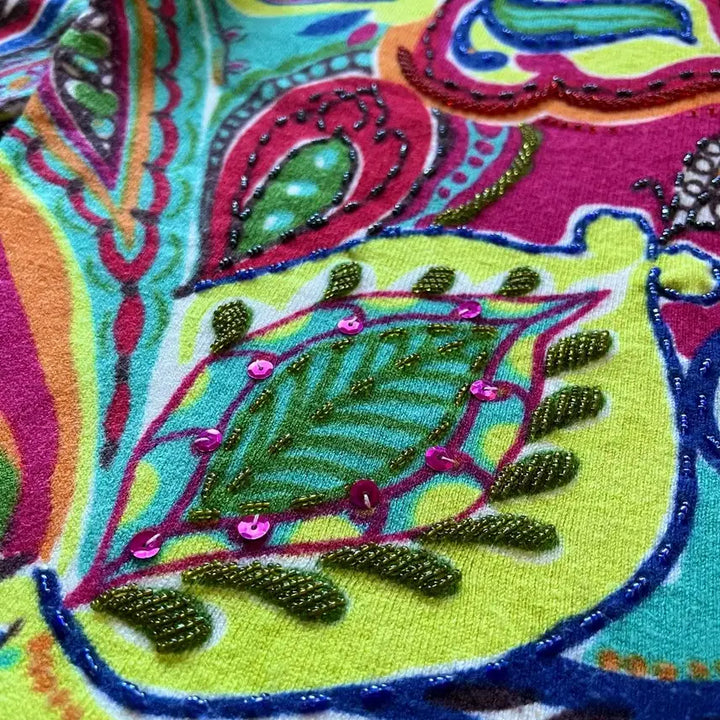[BUNJANG] Vintage Japanese Tropical Pattern Long Sleeve Top / 1980s-90s JPN 일본 빈티지 트로피칼 니트 롱슬리브 긴팔 티셔츠