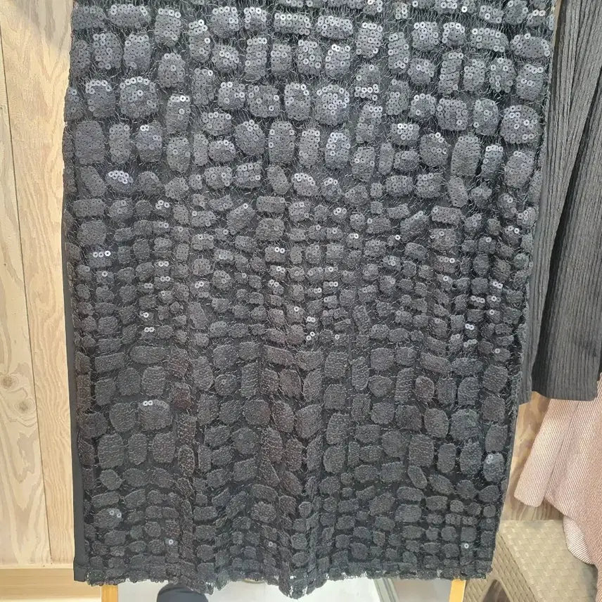 [BUNJANG] Calvin Klein Sequin Lace Color Block Dress / [S] 캘빈클라인 시퀸 레이스 배색 원피스 (상태 좋음)