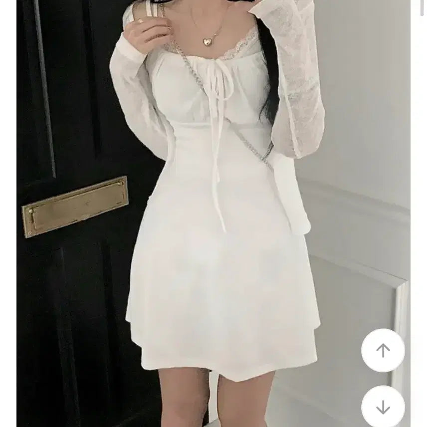 [BUNJANG] Ablly White Lace Mini Dress / 에이블리 화이트 끈 미니 원피스